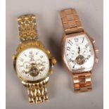 Two gentleman's gold plated automatic wristwatches.