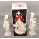 A collection of ceramic figures to include boxed Royal Doulton lady, Nao etc.