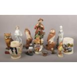 A collection of pottery and porcelain, to include Friedel, capodimonte style figure etc.