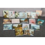 A quantity of small oil on canvas paintings, most painting signed by the artist, approximately 18.