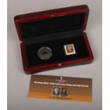 A Penny Black 170th Anniversary Stamp & Gold coin (24ct gold with a pearl black finish) set, COA