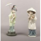 A group of Lladro ceramic figures to include 'oriental spring' (approx 28 cm height)