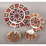 A collection of Royal Crown Derby, Old Imari 10' plate (boxed), small plate, pin tray (boxed),