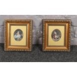 A pair of 1830's hand coloured engravings, ' Squire Dixon's Lady' & ' Elizabeth' framed