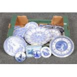 A collection of ceramic cabinet plates, The Spode blue room calander plate '2001' Nativity,