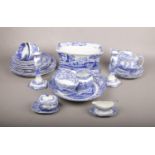 A good collection of Spode blue and white pottery decorated in the Italian landscape pattern.