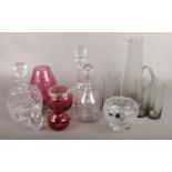 A collection of glassware, to include lemonade set, Royal Brierley, decanters etc. Decanters good