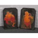 A pair of Chinese relief carved panels depicting Lohan c.1920, 60cm.