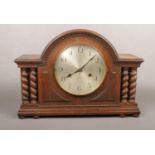 An Oak Mantel clock ( approx 43 cm wide 30 cm height)