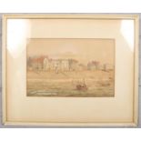 J Owen, A framed watercolour, coastal scene depicting Marine Parade, Eastbourne 1850. (18 x 27.5cm).
