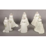 A collection of Coalport Royal Brides, six limited edition sculpted by John Bromley, The Queen nr