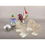 Three pieces of Murano glass, along with four pieces of Bradford Exchange Morning's Light sculptural