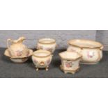 A collection of Blakeney ceramics, Jug & wash bowl, planters, etc Good.