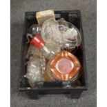A box of miscellaneous, mainly glassware, to include Jubilee glass and bakelite creamer, carnival