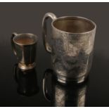 A Victorian presentation silver tankard by Atkin Brothers. Engraved with festoons and a shield