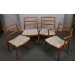 Four G Plan style dining chairs, to include carver.