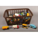 A collection of Die cast vehicles, Matchbox, Corgi examples, Dunlop Tyres, Smiths crisps etc