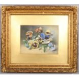 Eva Francis, A gilt frame watercolour, still life study of pansies, dated 1888. (15cm x 20cm).