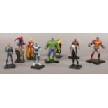 A collection of Marvel/DC figures, Black Cat, X-Men, Sentry to include Hulk, Spiderman, Colossus