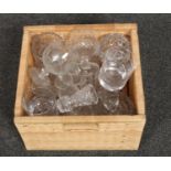 A basket of crystal glassware, to include vases, drinking vessels etc.