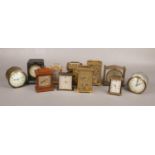 A box of mixed mantel, carriage clocks and clock parts. Including Schatz, Swiza and Smiths etc.