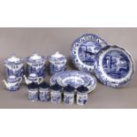 A collection of Spode Italian & Mandarin ceramic ware, Tea, Coffee Sugar jars, Plate wall clock,