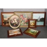 A collection of oils and prints, to include Innes landscape etc.