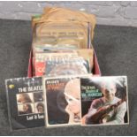 A box of 45 rpm, The Beatles, Cilla Black, Lulu, Tom Jones examples to include 78 rpm Elvis Presley,