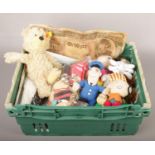 A box of mainly soft toys, to include Steiff, McDonalds etc.