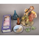 A mixed group, to include Mdina glass vase, Capodimonte figure, boxed doll etc.