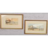 William Henry Vernon (1820-1909) pair of gilt framed watercolours, coastal scenes with boats.