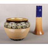 A Doulton Lambeth Jardineire to include a Royal Doulton vase.