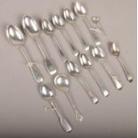 A quantity of silver spoons, various hallmarks, 259g