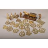 A collection of brassware, to include mining examples, horse brasses etc.