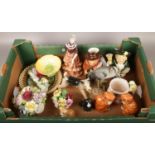 A box of mixed ceramics, to include Royal Doulton, Carltonware, character jugs etc.