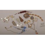 A collection of vintage Czech costume jewellery including paste necklets, dress rings and earrings