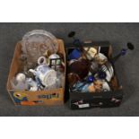 Two boxes of miscellaneous, to include Japanese teawares, blue and white, glassware, decorative