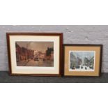 A framed George Cunningham signed limited edition print, Norfolk Street, with blind stamp, along