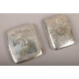Two silver cigarette cases to include Birmingham 1912 by Synyer & Beddoes example etc, 145g.