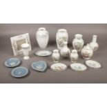 A collection of Aynsley Bone China, 'Wild Tudor' 'Pembroke' vases, photo frame, jars, to include