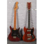 Two vintage electric guitars, one in the style of a Gibson SG. Provenance, Lathom Hall, Liverpool.