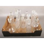 A box of twelve 20th century glass decanters, to include cut glass examples.