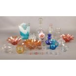 A collection of glassware's, carnival & coloured examples vases, bowls, jugs etc