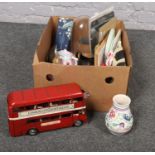 A box of miscellaneous, teapot milk jug & sugar bowl, Poole Vase, Laura Ashley letter opener boxed