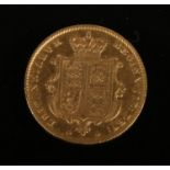 A 1846 shield back half sovereign.