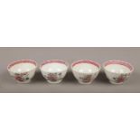 A set of four 18th century Chinese Famille Rose tea bowls. All with damage.