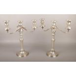 A large pair of Sheffield plate candelabra, with detachable nozzles.