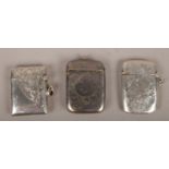 Three silver vesta cases to include include assayed Birmingham 1904 example etc, 75g.