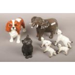 A group lot of Beswick figures to include Elephant, dog, sheep and lamps etc.