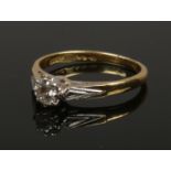 A mid 20th century 18ct gold and platinum diamond solitaire ring. Approximately 0.25ct, size K, 2.